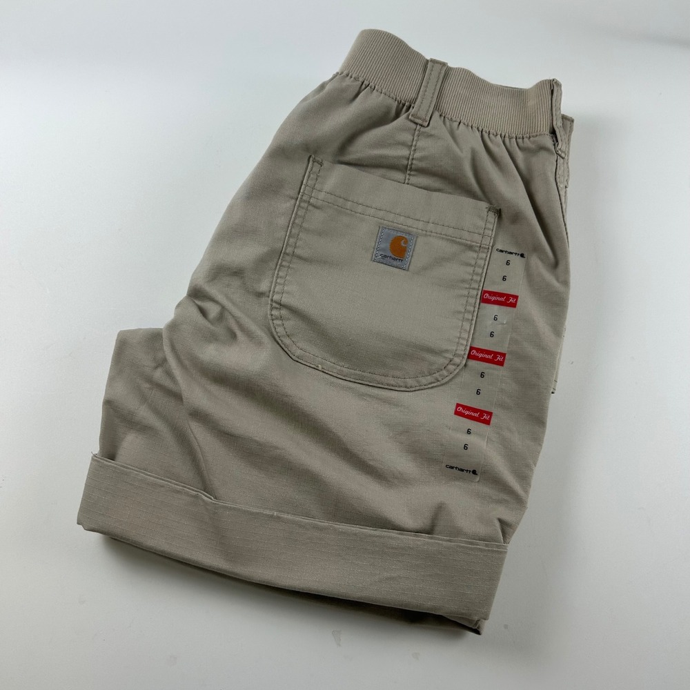 Carhartt WMNS 6 Smithville Shorts Tan Rugged Flex Ripstop Stain Breaker 103040